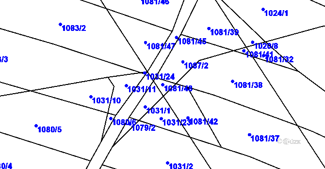 Parcela st. 1081/48 v KÚ Malé Hradisko, Katastrální mapa