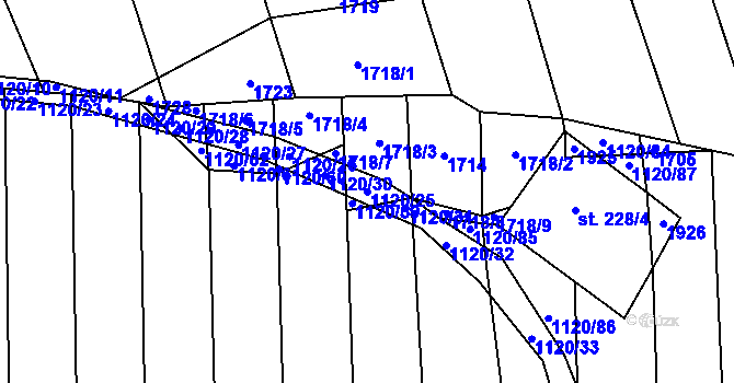 Parcela st. 1120/25 v KÚ Malé Hradisko, Katastrální mapa