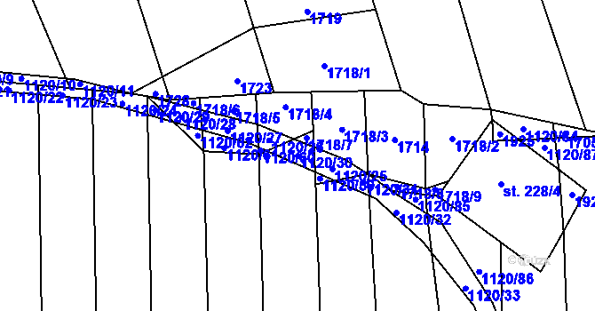 Parcela st. 1120/30 v KÚ Malé Hradisko, Katastrální mapa