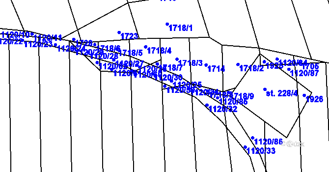 Parcela st. 1120/59 v KÚ Malé Hradisko, Katastrální mapa
