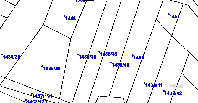 Parcela st. 1438/39 v KÚ Malé Hradisko, Katastrální mapa