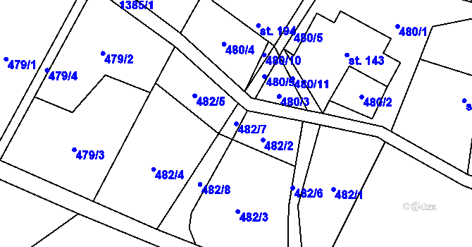 Parcela st. 482/7 v KÚ Malé Hradisko, Katastrální mapa