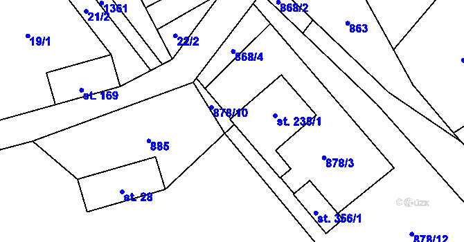 Parcela st. 238/2 v KÚ Malé Hradisko, Katastrální mapa