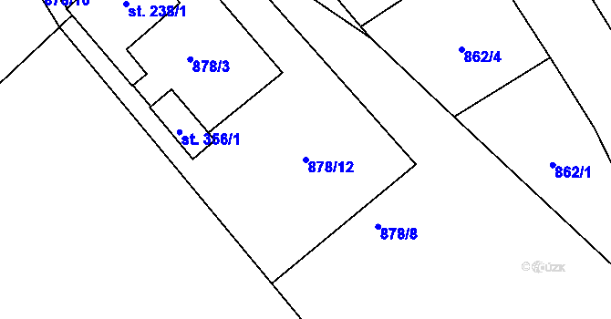Parcela st. 878/12 v KÚ Malé Hradisko, Katastrální mapa