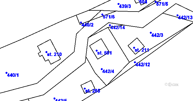 Parcela st. 591 v KÚ Malé Kyšice, Katastrální mapa