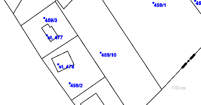 Parcela st. 459/10 v KÚ Malé Kyšice, Katastrální mapa