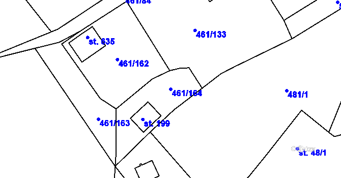 Parcela st. 461/164 v KÚ Malé Kyšice, Katastrální mapa