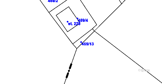 Parcela st. 459/13 v KÚ Malé Kyšice, Katastrální mapa
