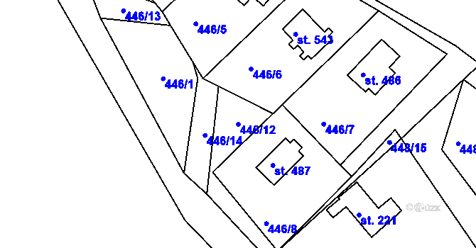 Parcela st. 446/12 v KÚ Malé Kyšice, Katastrální mapa