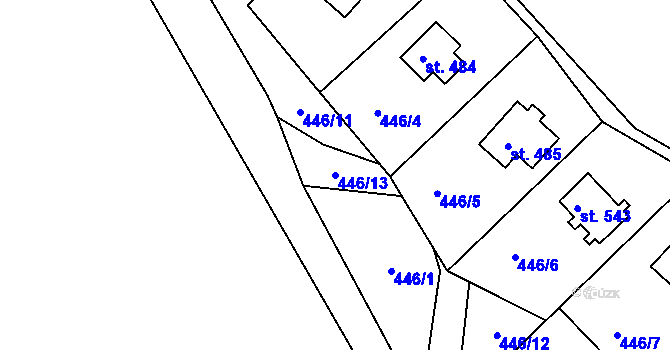 Parcela st. 446/13 v KÚ Malé Kyšice, Katastrální mapa