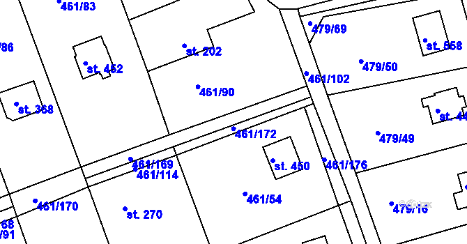 Parcela st. 461/171 v KÚ Malé Kyšice, Katastrální mapa