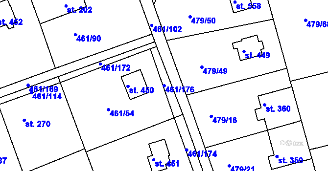 Parcela st. 461/176 v KÚ Malé Kyšice, Katastrální mapa