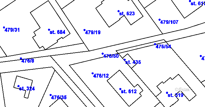 Parcela st. 476/50 v KÚ Malé Kyšice, Katastrální mapa