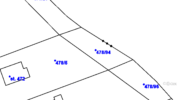 Parcela st. 478/94 v KÚ Malé Kyšice, Katastrální mapa