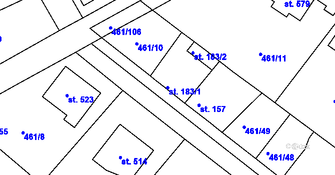 Parcela st. 183/1 v KÚ Malé Kyšice, Katastrální mapa