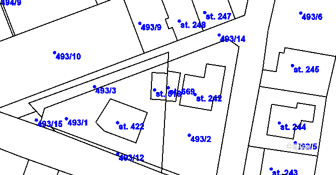 Parcela st. 669 v KÚ Malé Kyšice, Katastrální mapa