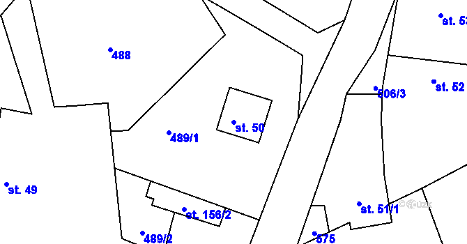 Parcela st. 50 v KÚ Malé Kyšice, Katastrální mapa