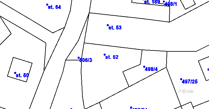 Parcela st. 52 v KÚ Malé Kyšice, Katastrální mapa