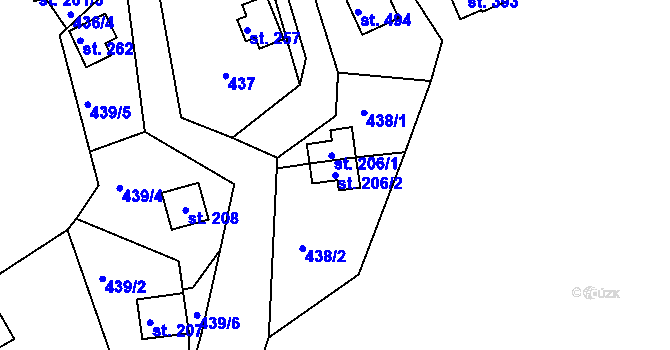 Parcela st. 206/2 v KÚ Malé Kyšice, Katastrální mapa