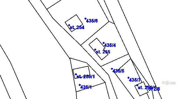 Parcela st. 255 v KÚ Malé Kyšice, Katastrální mapa