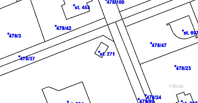 Parcela st. 271 v KÚ Malé Kyšice, Katastrální mapa