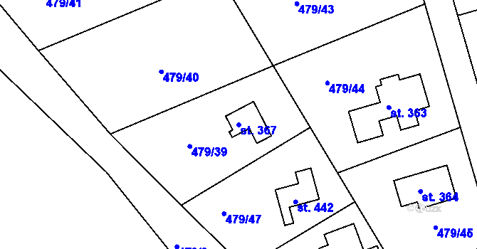 Parcela st. 367 v KÚ Malé Kyšice, Katastrální mapa
