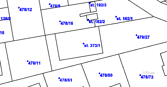 Parcela st. 373/1 v KÚ Malé Kyšice, Katastrální mapa