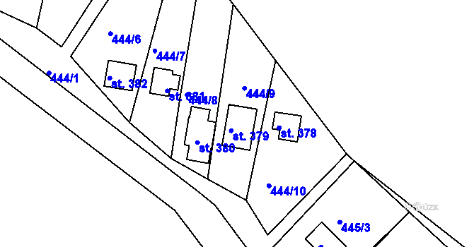 Parcela st. 379 v KÚ Malé Kyšice, Katastrální mapa