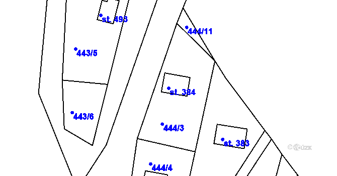 Parcela st. 384 v KÚ Malé Kyšice, Katastrální mapa