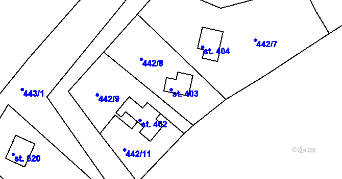Parcela st. 403 v KÚ Malé Kyšice, Katastrální mapa