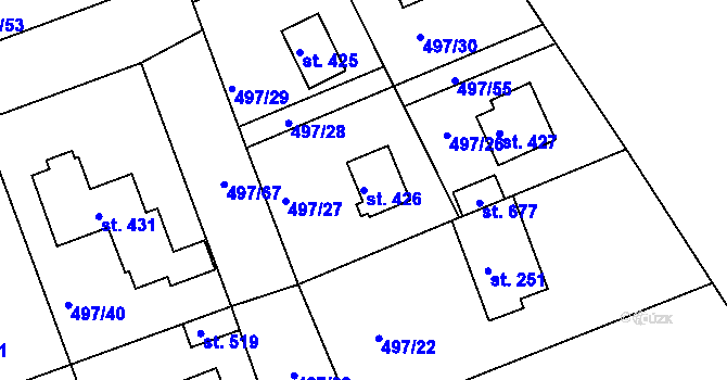 Parcela st. 426 v KÚ Malé Kyšice, Katastrální mapa