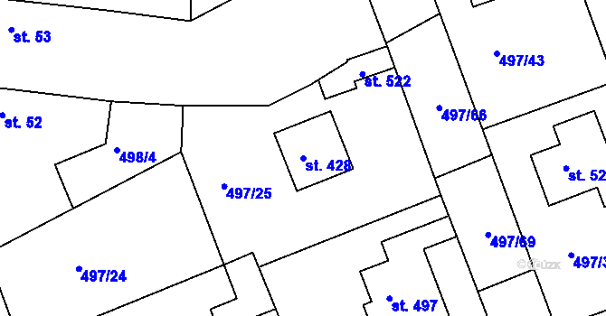 Parcela st. 428 v KÚ Malé Kyšice, Katastrální mapa