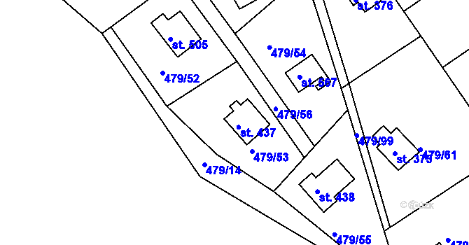 Parcela st. 437 v KÚ Malé Kyšice, Katastrální mapa