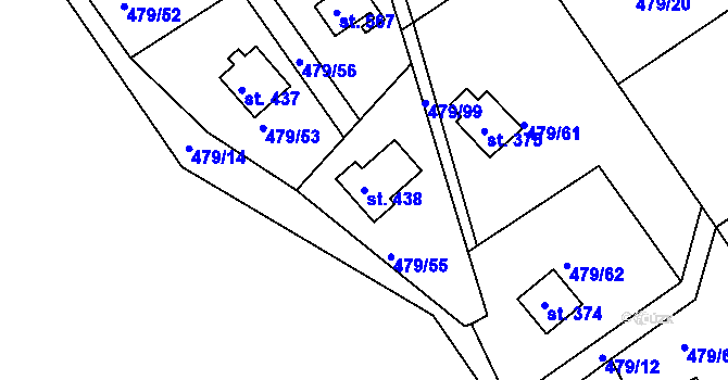 Parcela st. 438 v KÚ Malé Kyšice, Katastrální mapa