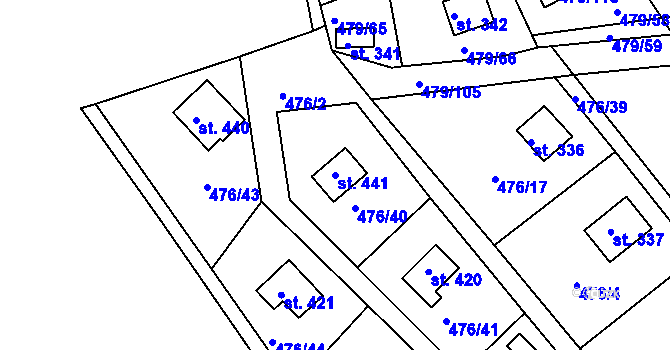 Parcela st. 441 v KÚ Malé Kyšice, Katastrální mapa