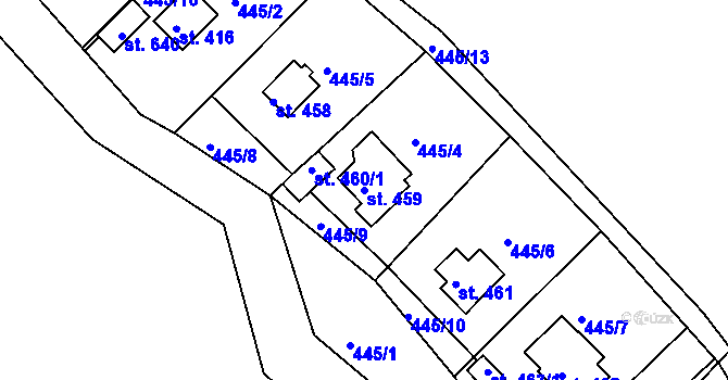 Parcela st. 459 v KÚ Malé Kyšice, Katastrální mapa
