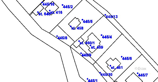 Parcela st. 460/1 v KÚ Malé Kyšice, Katastrální mapa