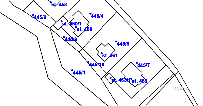 Parcela st. 461 v KÚ Malé Kyšice, Katastrální mapa
