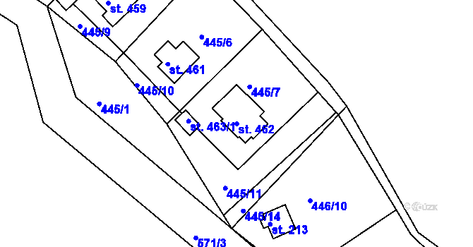 Parcela st. 462 v KÚ Malé Kyšice, Katastrální mapa