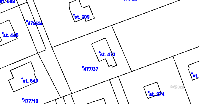 Parcela st. 473 v KÚ Malé Kyšice, Katastrální mapa