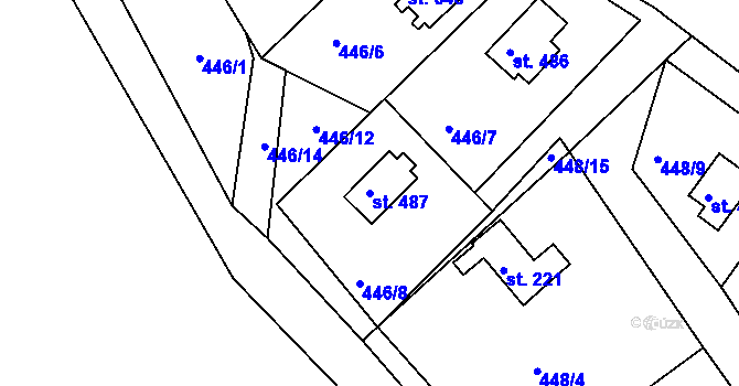 Parcela st. 487 v KÚ Malé Kyšice, Katastrální mapa
