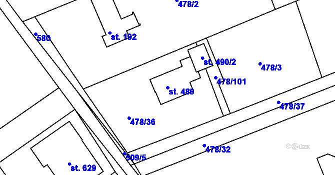 Parcela st. 489 v KÚ Malé Kyšice, Katastrální mapa