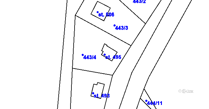 Parcela st. 495 v KÚ Malé Kyšice, Katastrální mapa