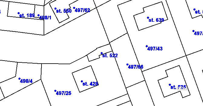 Parcela st. 522 v KÚ Malé Kyšice, Katastrální mapa