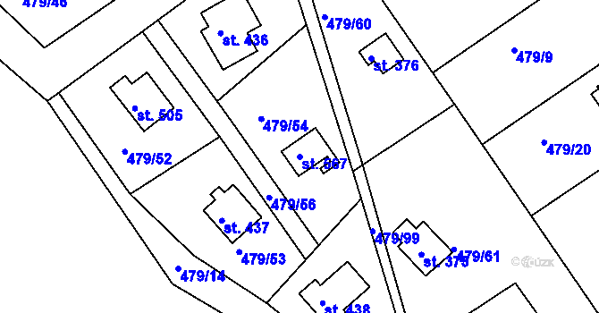 Parcela st. 567 v KÚ Malé Kyšice, Katastrální mapa