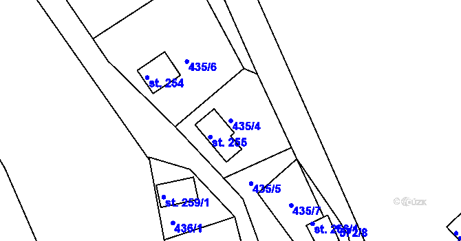 Parcela st. 435/4 v KÚ Malé Kyšice, Katastrální mapa