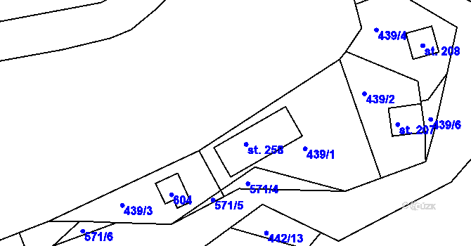 Parcela st. 454/2 v KÚ Malé Kyšice, Katastrální mapa