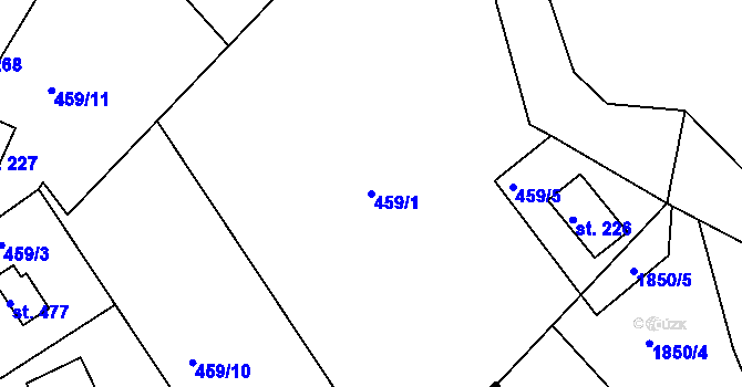 Parcela st. 459/1 v KÚ Malé Kyšice, Katastrální mapa