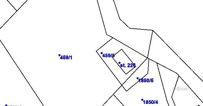 Parcela st. 459/5 v KÚ Malé Kyšice, Katastrální mapa