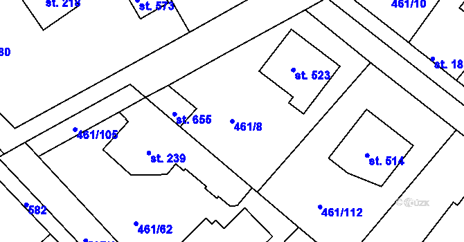 Parcela st. 461/8 v KÚ Malé Kyšice, Katastrální mapa
